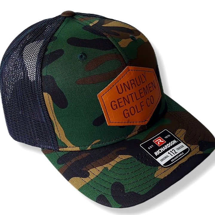 Leather Patch Camo Hat - Unruly Gentlemen Golf Company