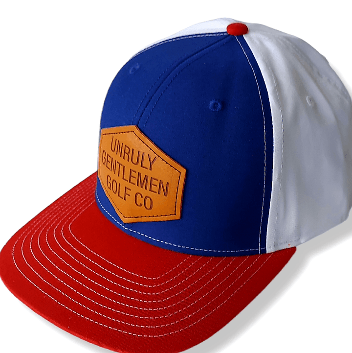 Leather Patch Red White and Blue Hat - Unruly Gentlemen Golf Company